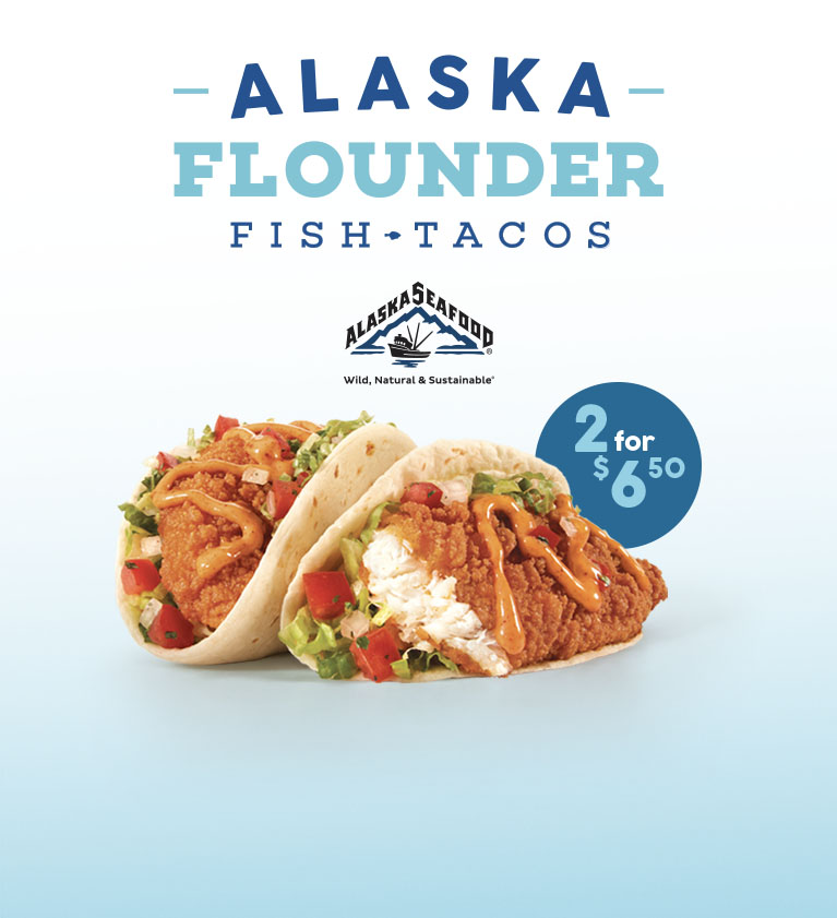 NEW! 2 for $6.50 Alaska Flounder Fish Tacos