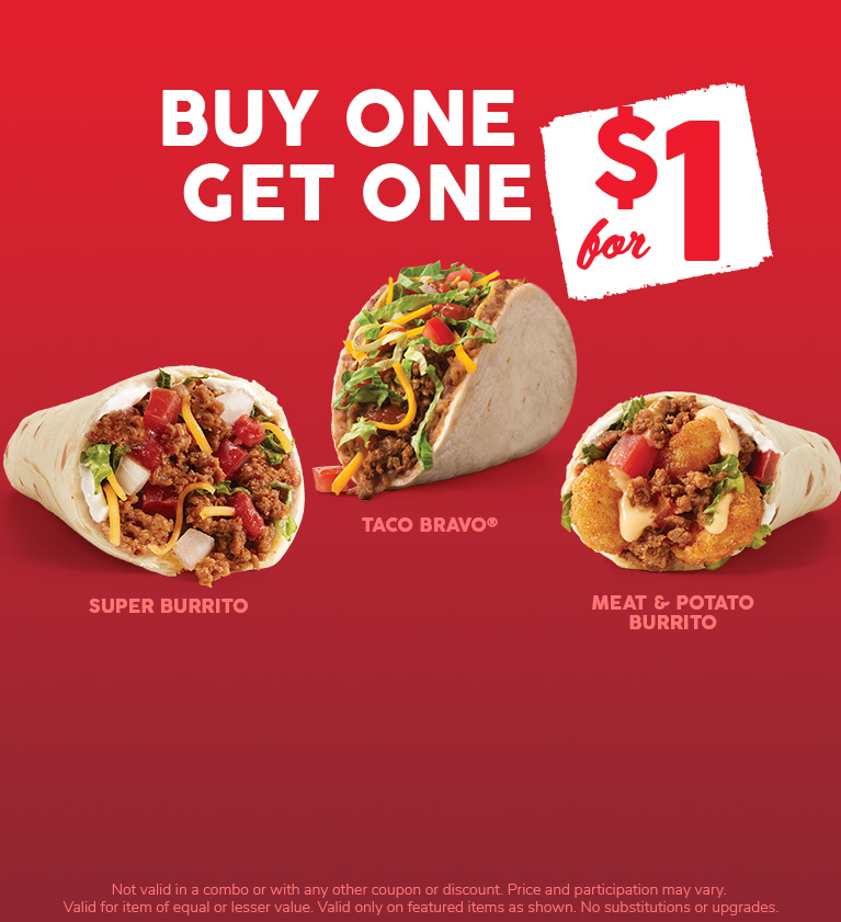 FEATURED! Buy One, Get One for $1 Menu