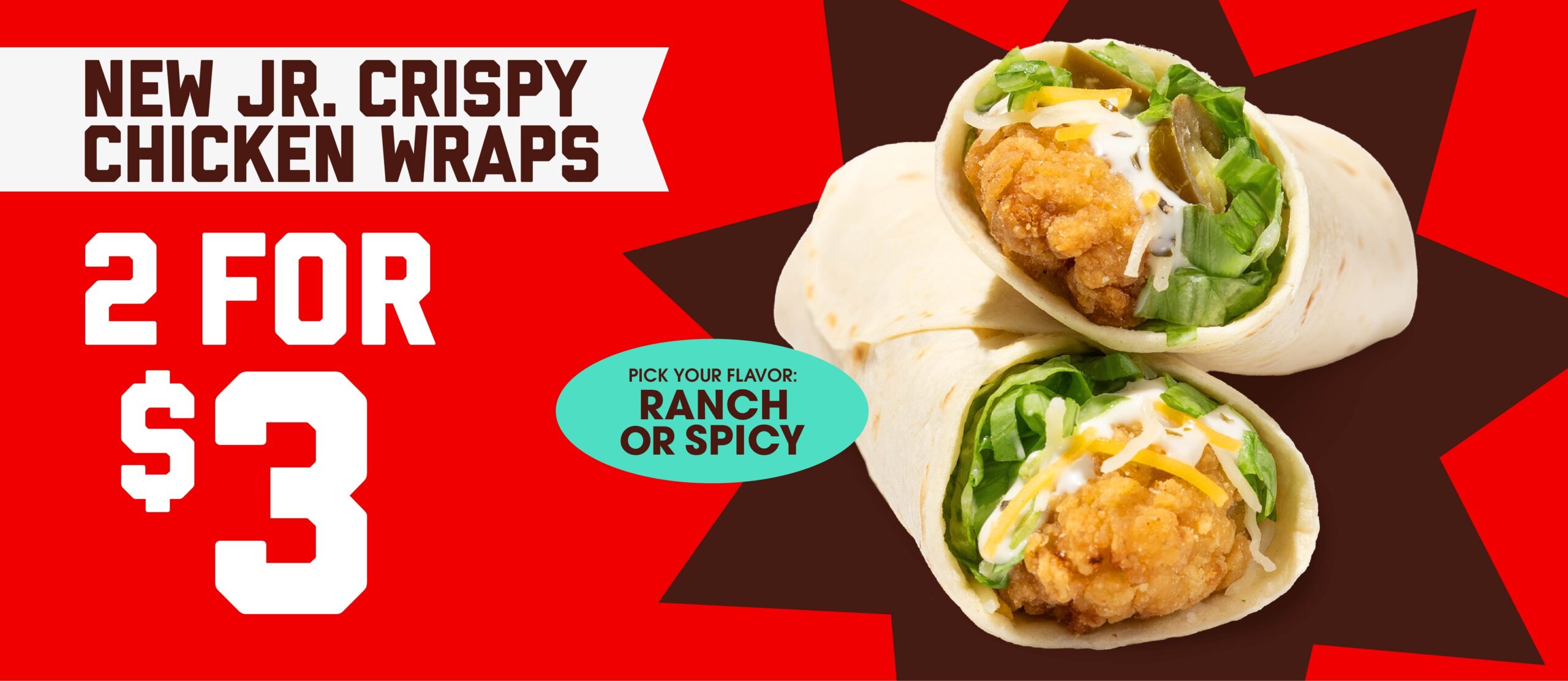 Two Junior Crispy Chicken Wraps for $3