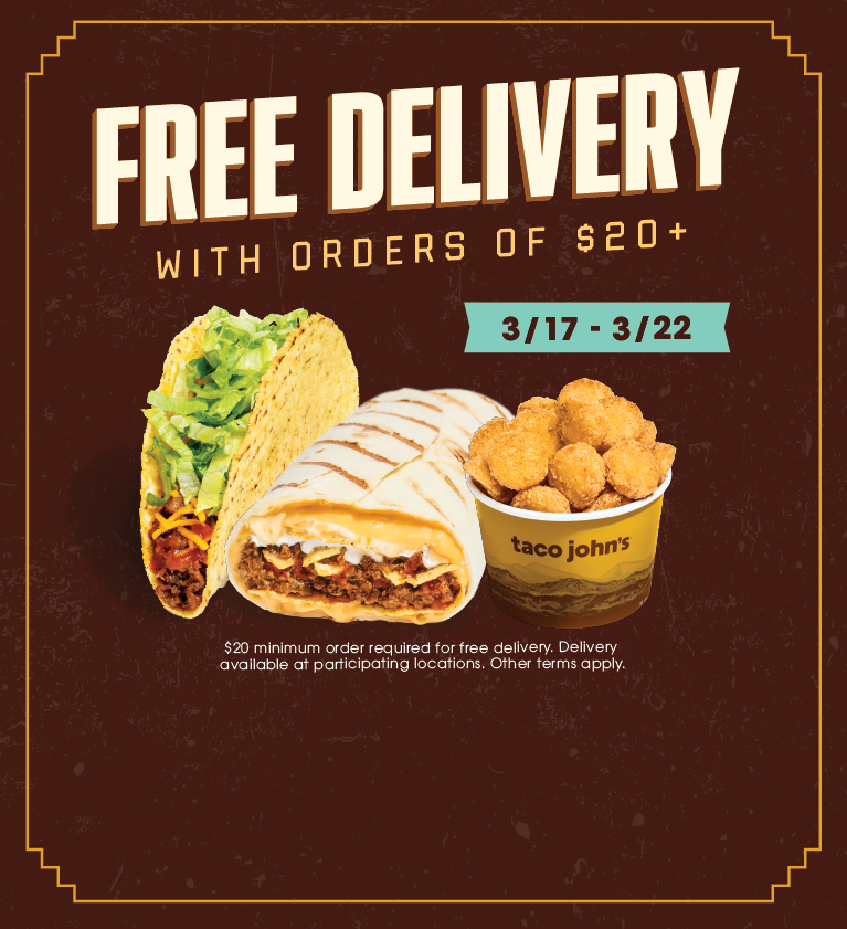 Free Delivery 3/17-3/22
